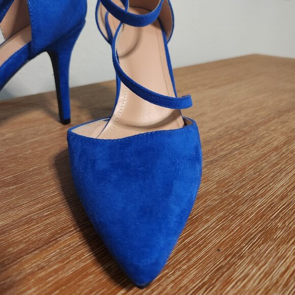 Closed Toe Strappy Pointed High Heel Suede Pumps- SIZE 10 - Picture 4 of 10
